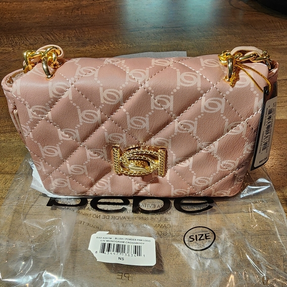 Bebe Blush/Powder Pink Logo Liv Monogram Crossbody Bag - Picture 1 of 3